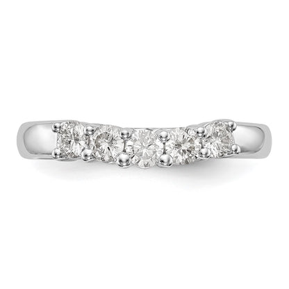 14K White Gold 5-Stone Shared Prong 1/2 carat Round Complete Diamond Band
