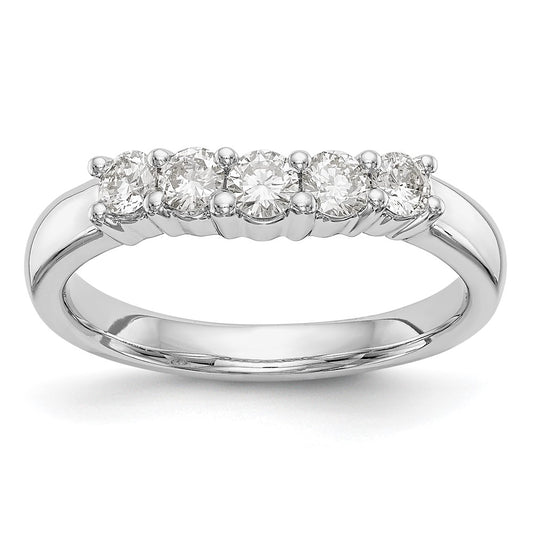 14K White Gold 5-Stone Shared Prong 1/2 carat Round Complete Diamond Band