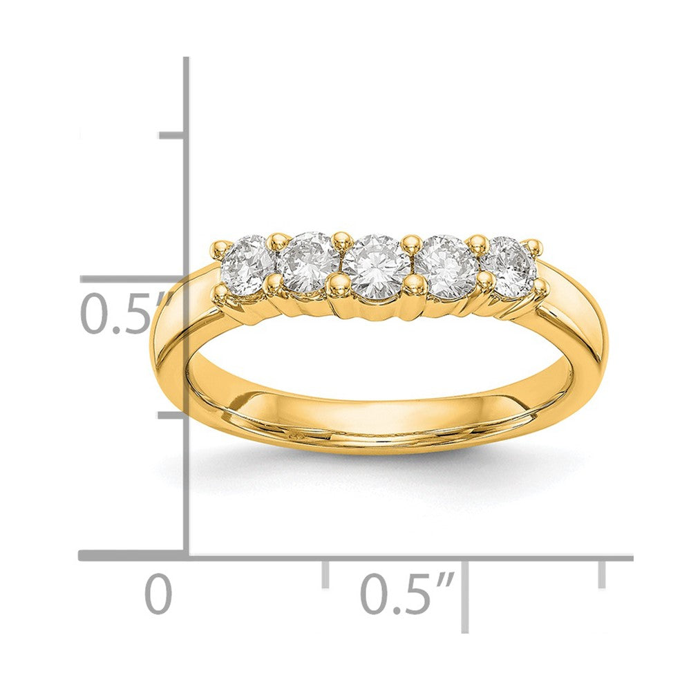 14K Yellow Gold 5-Stone Shared Prong (Holds 5-2.9mm Round) Diamond Band Mounting