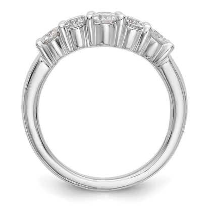 14K White Gold 5-Stone Shared Prong (Holds 1-3.7, 2-3.6, 2-3.5mm Round) Diamond Band Mounting