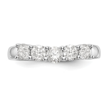 14K White Gold 5-Stone Shared Prong (Holds 1-3.7, 2-3.6, 2-3.5mm Round) Diamond Band Mounting