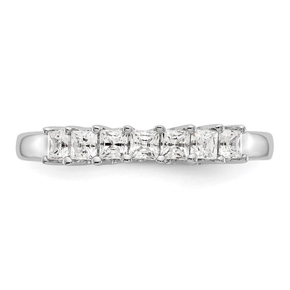 14K White Gold 7-Stone Shared Prong (Holds 7-2.3mm Princess) Diamond Band Mounting