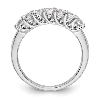 14K White Gold 7-Stone Shared Prong (Holds 7-2.8mm Princess) Diamond Band Mounting