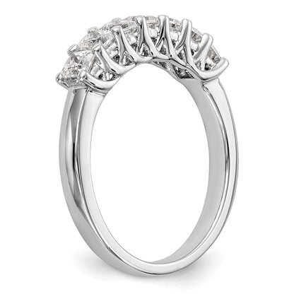 14K White Gold 7-Stone Shared Prong (Holds 7-2.8mm Princess) Diamond Band Mounting