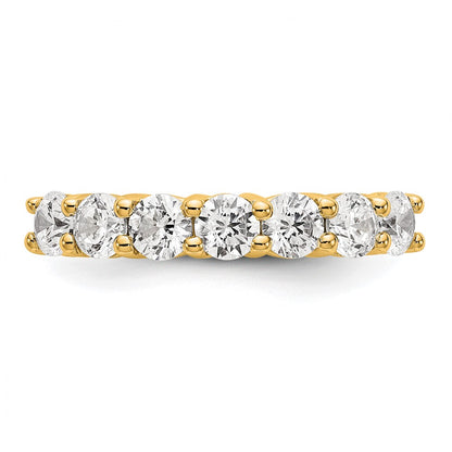 14K Yellow Gold 7-Stone Shared Prong (Holds 7-3.0mm Round) Diamond Band Mounting