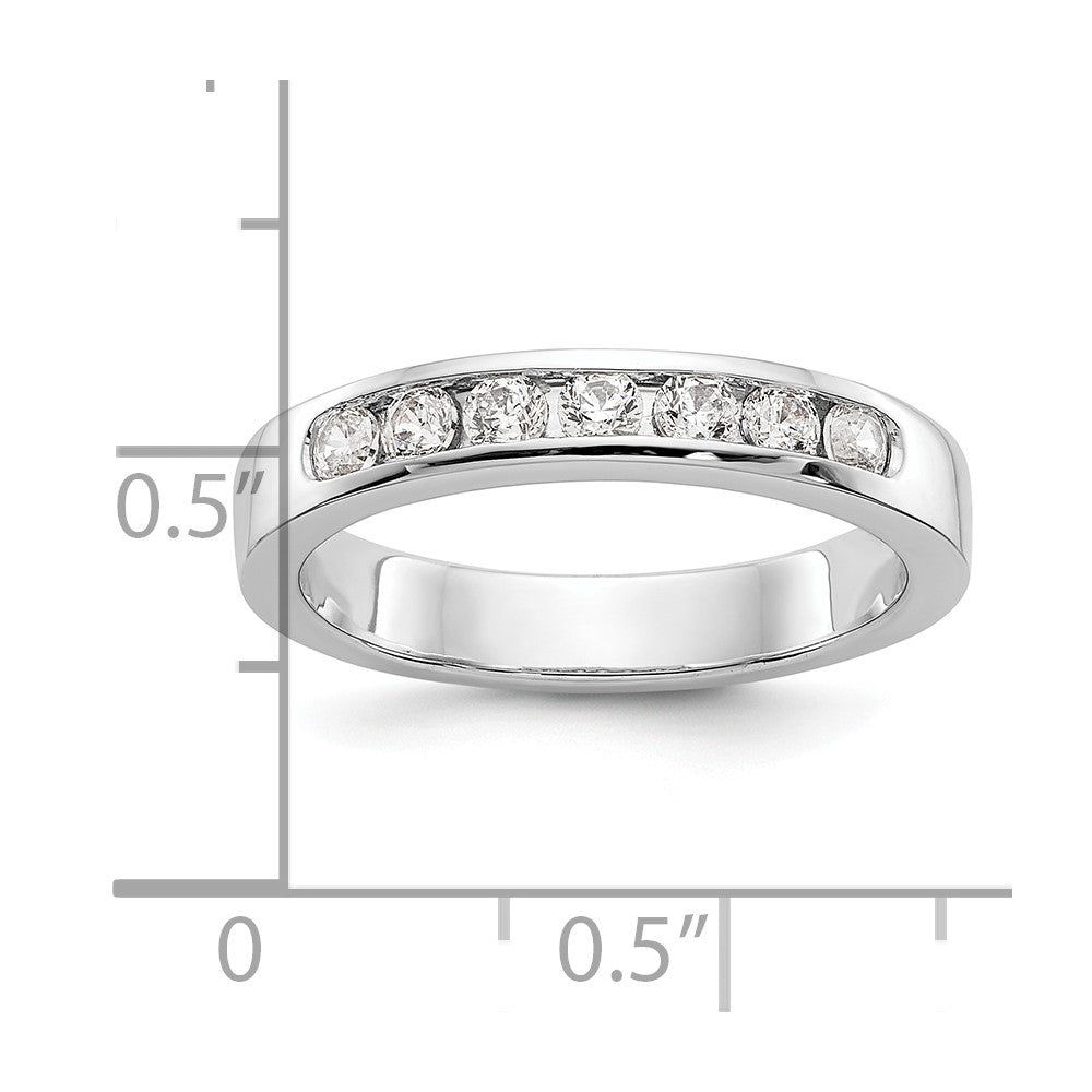14k White Gold 7-Stone (Holds 7-2.4mm Round) Open Channel Band Mounting