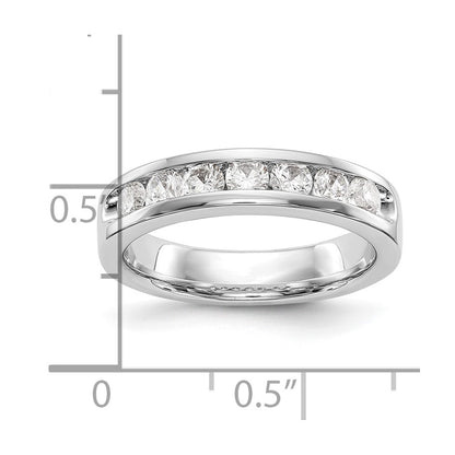 14k White Gold 7-Stone (Holds 7-3.0mm Round) Open Channel Band Mounting