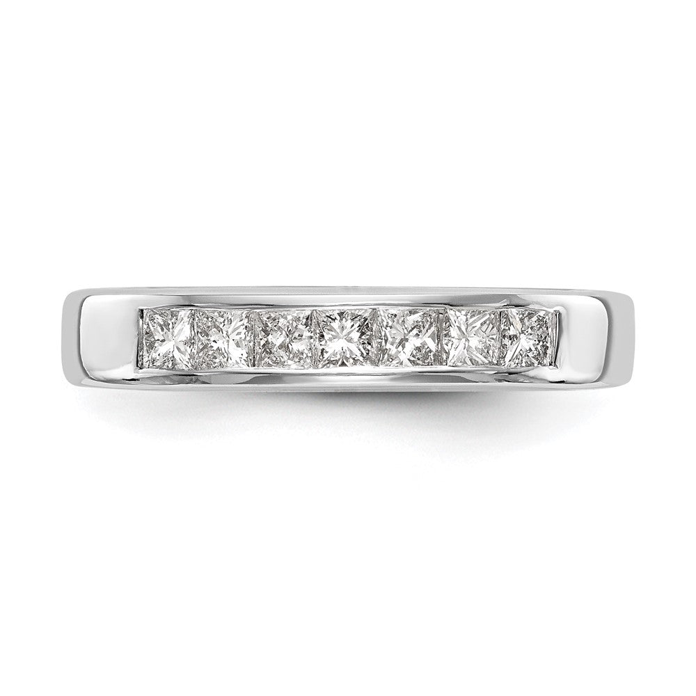 14K White Gold 7-Stone 1/2 carat Princess Diamond Complete Channel Band