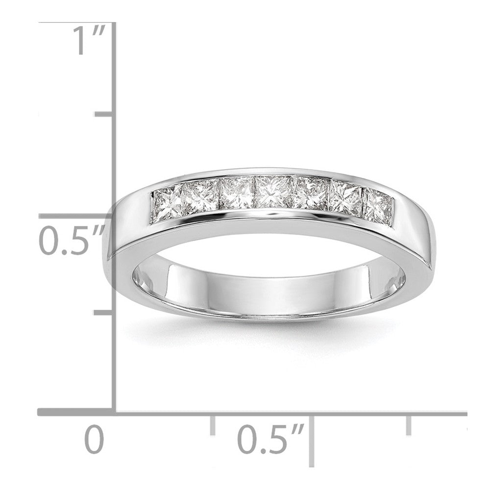 14K White Gold 7-Stone 1/2 carat Princess Diamond Complete Channel Band