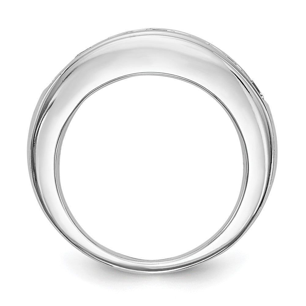 14K White Gold 7-Stone (Holds 1-3.6, 2-3.4, 2-3.2, 2-3.0mm Round) Graduated Channel Band Mounting