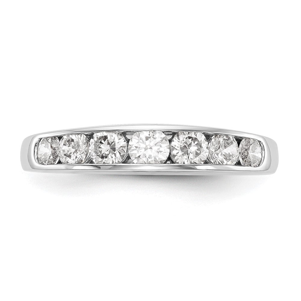 14K White Gold 7-Stone (Holds 1-3.6, 2-3.4, 2-3.2, 2-3.0mm Round) Graduated Channel Band Mounting