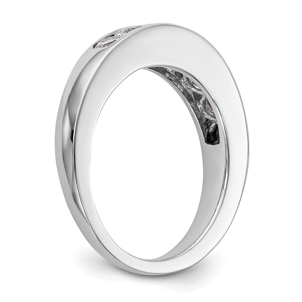 14K White Gold 7-Stone (Holds 1-3.6, 2-3.4, 2-3.2, 2-3.0mm Round) Graduated Channel Band Mounting