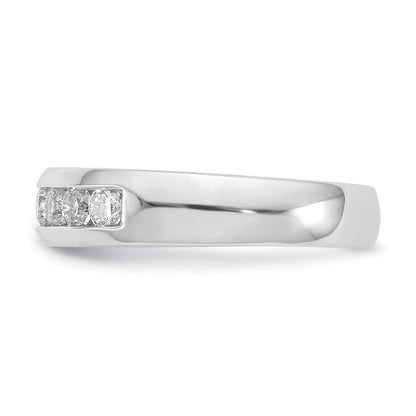 14K White Gold 7-Stone 1/2 carat Round Diamond Complete Channel Band