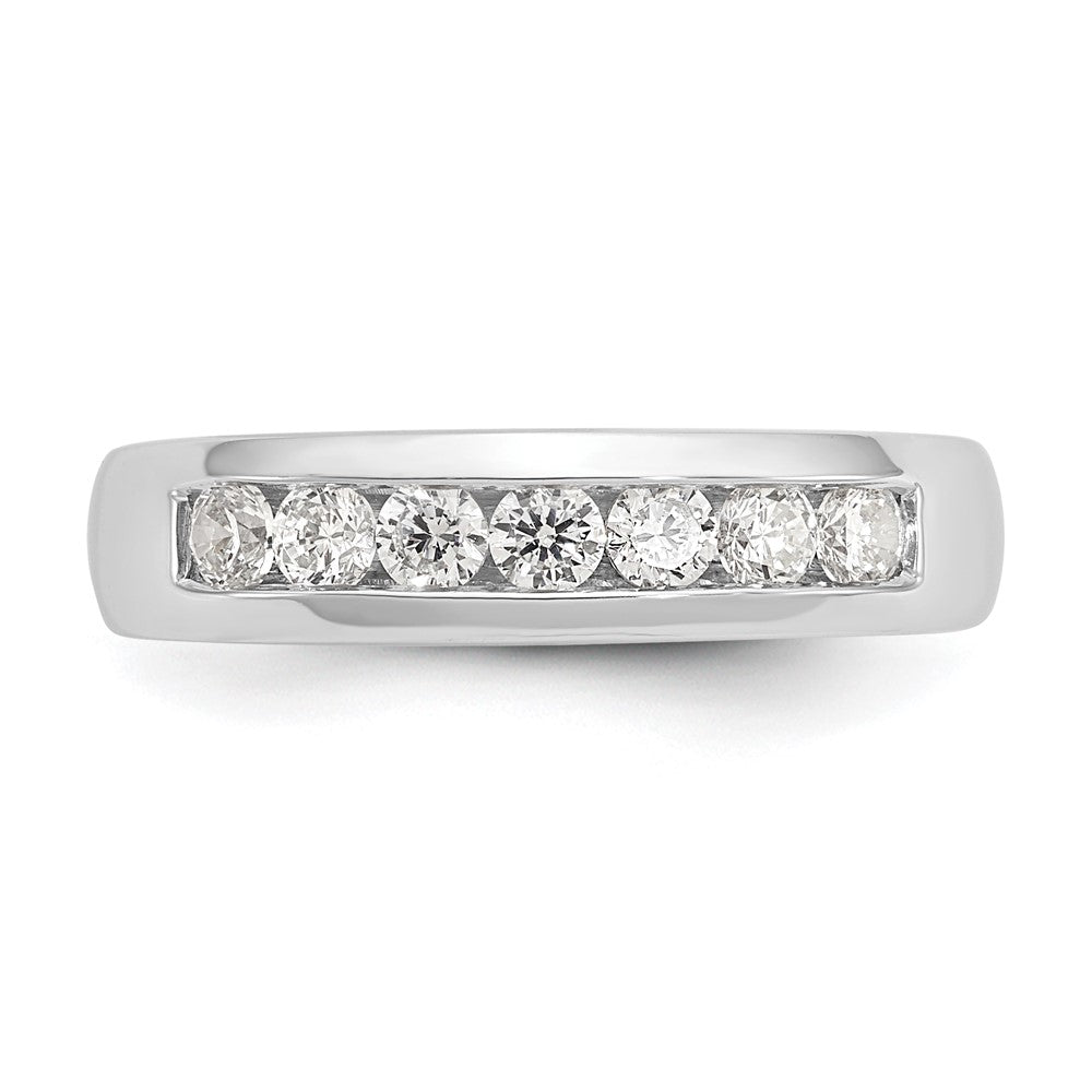 14K White Gold 7-Stone 1/2 carat Round Diamond Complete Channel Band