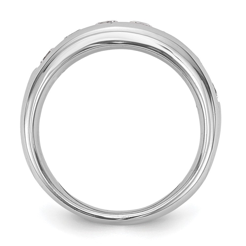 14K White Gold 7-Stone 1.25 carat Round Diamond Complete Channel Band