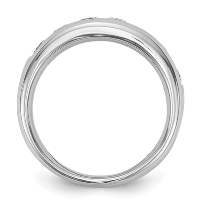 14K White Gold 7-Stone 1.25 carat Round Diamond Complete Channel Band