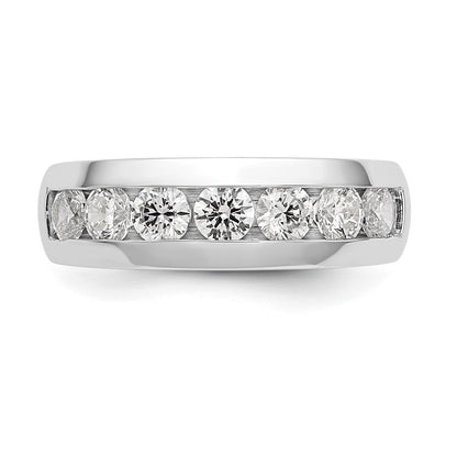 14K White Gold 7-Stone 1.25 carat Round Diamond Complete Channel Band