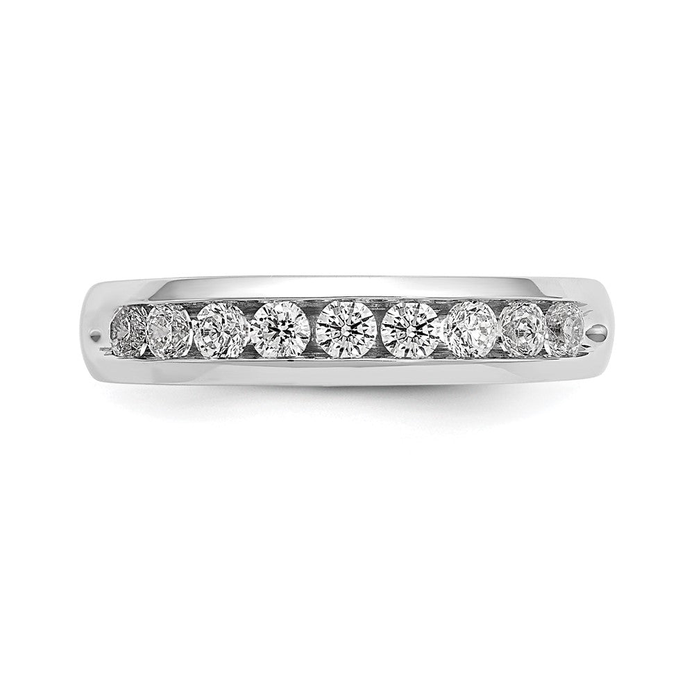 14k White Gold 1/2 carat Lab Grown Diamond VS/SI+ G+ Nine Stone Complete Fashion band