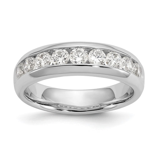 14K White Gold 9-Stone 1 carat Round Diamond Complete Channel Band