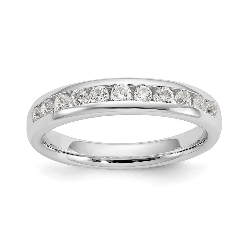 14K White Gold 11-Stone 3/8 carat Round Diamond Complete Channel Band