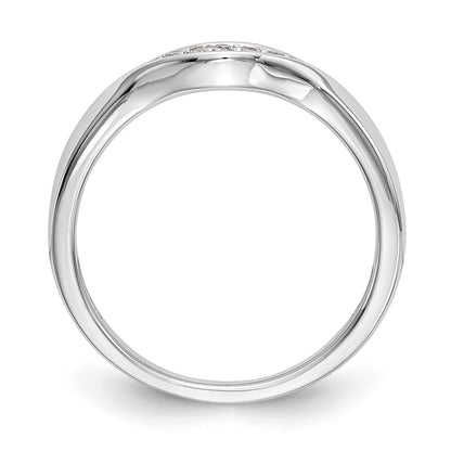 14k White Gold Pave 1/15 carat Diamond Contoured Complete Wedding Band