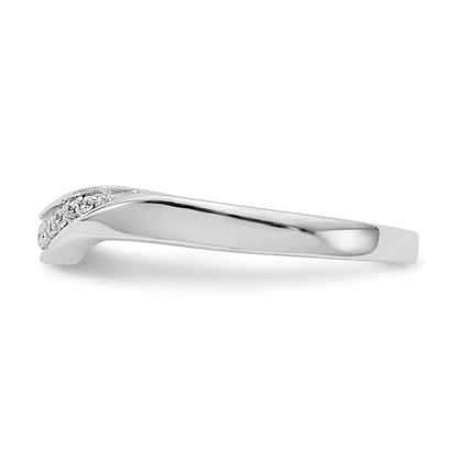 14k White Gold Pave 1/15 carat Diamond Contoured Complete Wedding Band