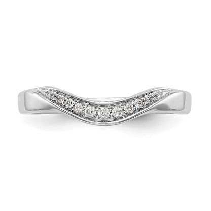 14k White Gold Pave 1/15 carat Diamond Contoured Complete Wedding Band