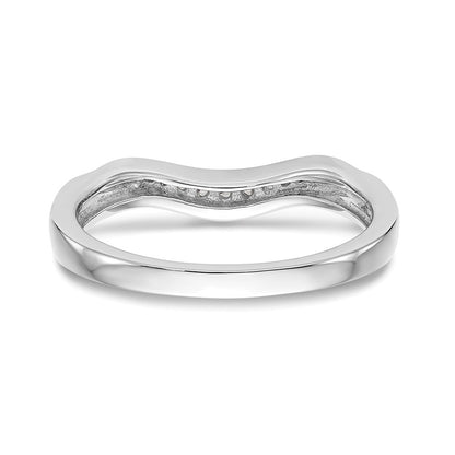 14k White Gold Pave 1/15 carat Diamond Contoured Complete Wedding Band