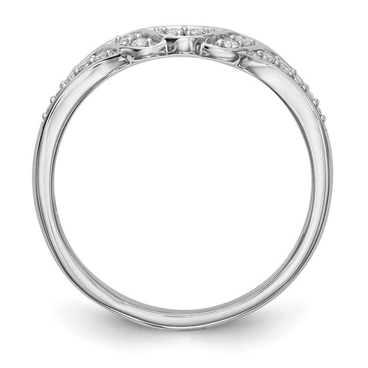 14K White Gold 1/10 carat Diamond Contoured Complete Wedding Band