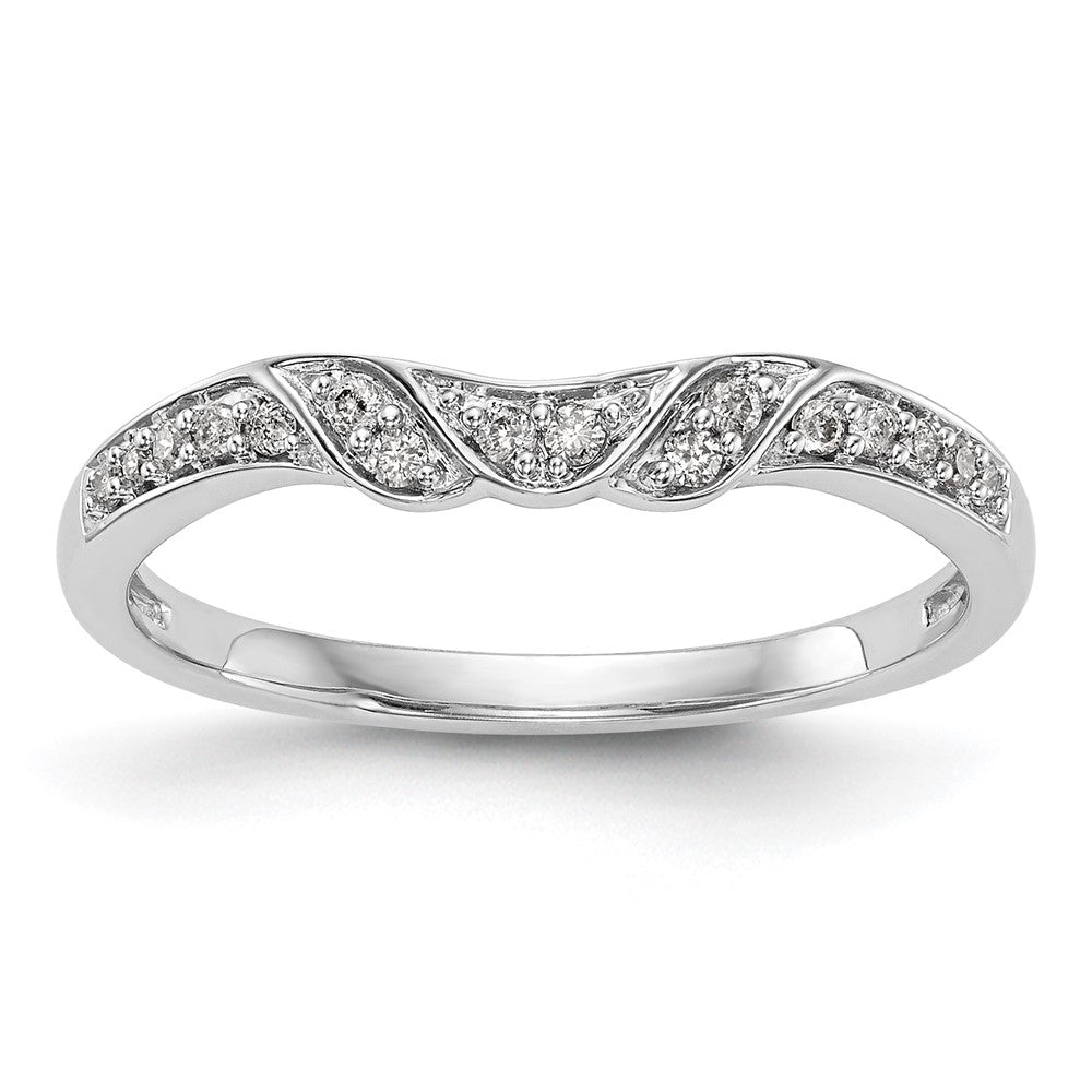 14K White Gold 1/10 carat Diamond Contoured Complete Wedding Band