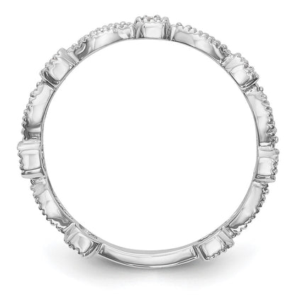 14K White Gold 1/10 carat Diamond Complete Wedding Band