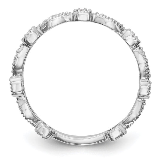 14K White Gold 1/10 carat Diamond Complete Wedding Band
