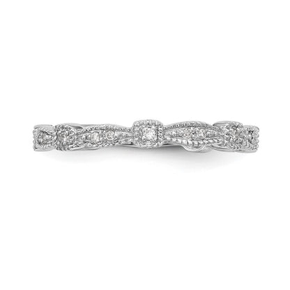 14K White Gold 1/10 carat Diamond Complete Wedding Band