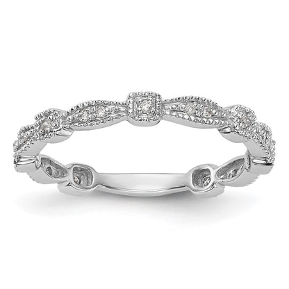 14K White Gold 1/10 carat Diamond Complete Wedding Band