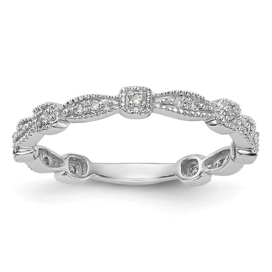14K White Gold 1/10 carat Diamond Complete Wedding Band