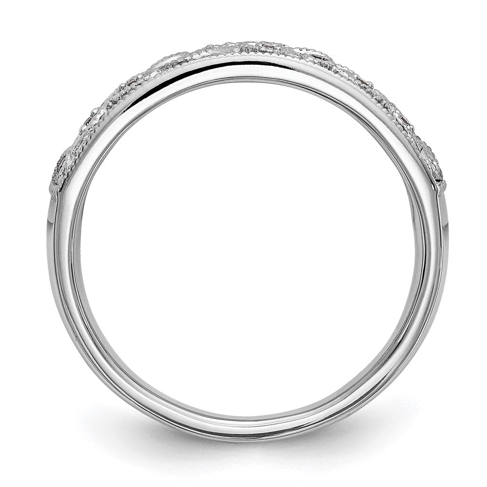 14K White Gold Leaf Design 1/20 carat Diamond Complete Wedding Band