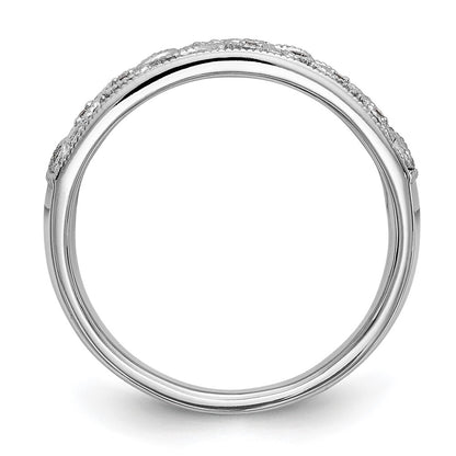 14K White Gold Leaf Design 1/20 carat Diamond Complete Wedding Band