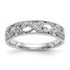 14K White Gold Leaf Design 1/20 carat Diamond Complete Wedding Band
