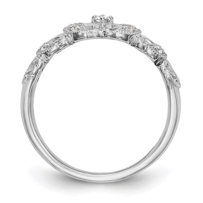 14K White Gold Leaf Design 1/10 carat Complete Diamond Band