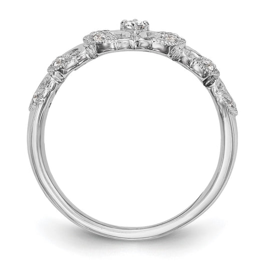 14K White Gold Leaf Design 1/10 carat Complete Diamond Band