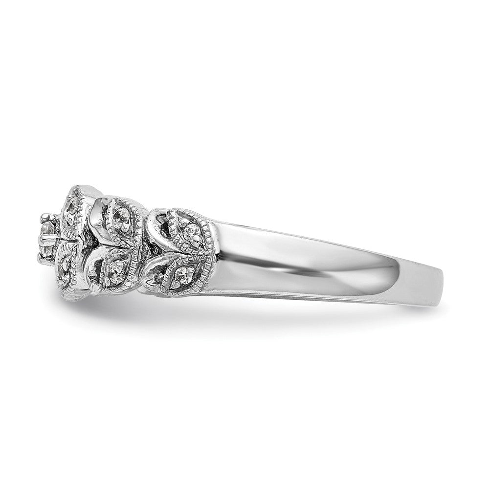 14K White Gold Leaf Design 1/10 carat Complete Diamond Band