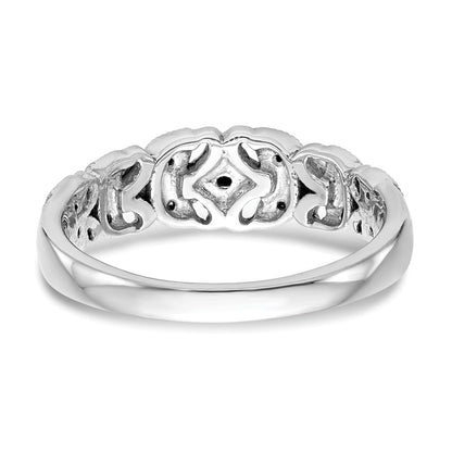 14K White Gold Leaf Design 1/10 carat Complete Diamond Band