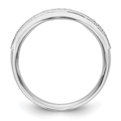 14k White Gold 1/20 carat Diamond and Ruby Complete Wedding Band