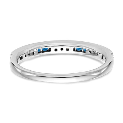 14k White Gold 1/20 carat Diamond and Sapphire Complete Wedding Band