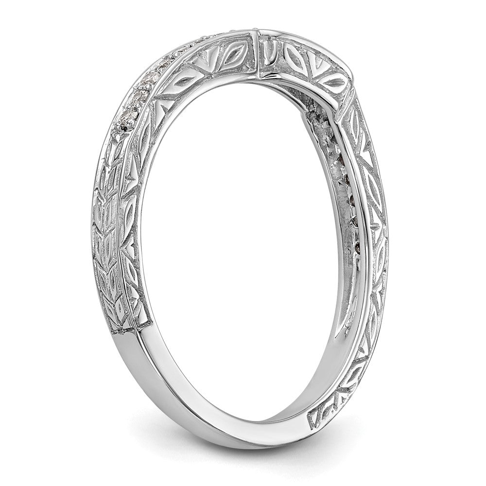 14K White Gold Vintage 1/8 carat Diamond Complete Wedding Band