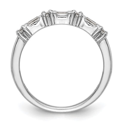 14K White Gold 3/8 carat Baguette/Round Diamond Complete Wedding Band