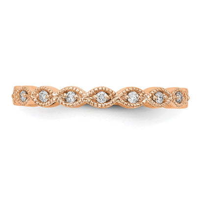 14K Rose Gold 1/10 carat Diamond Complete Wedding Band
