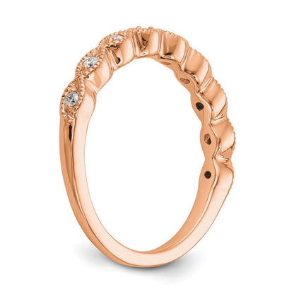 14K Rose Gold 1/10 carat Diamond Complete Wedding Band