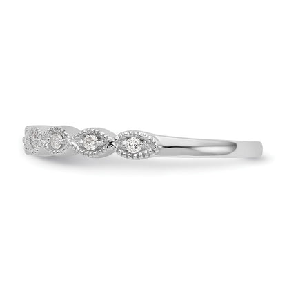 14K White Gold 1/10 carat Diamond Complete Wedding Band