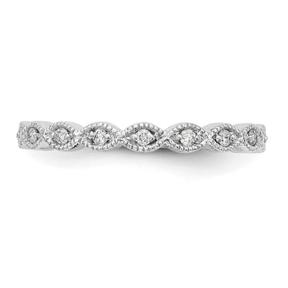 14K White Gold 1/10 carat Diamond Complete Wedding Band